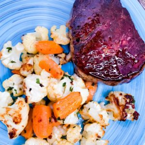 Roasted Cauliflower Carrots Tenderloin Steak
