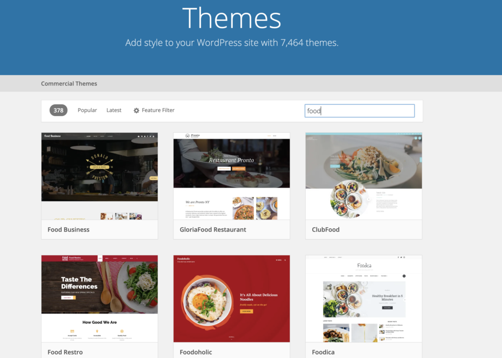 Images of themes by wordpress.org