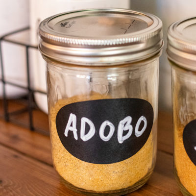 container with homemade latin adobo seasoning