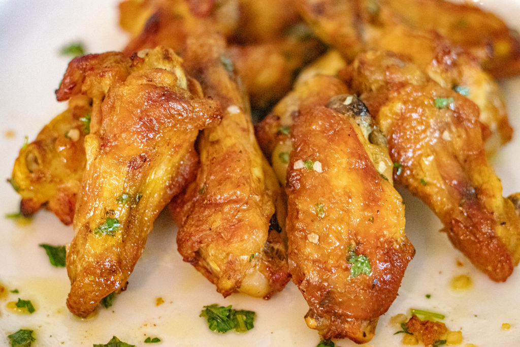 Close up of Beer Soaked Naked Chimichurri Wings.