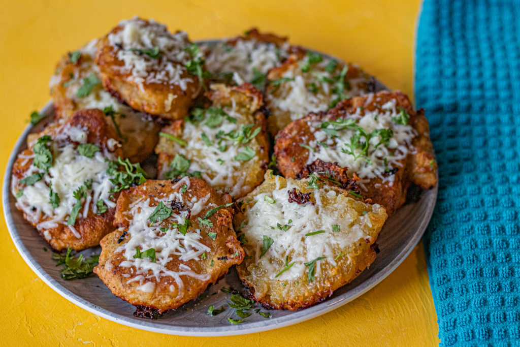 Sweet Plantain and Cheese Fritters on a plate ready for serving.
